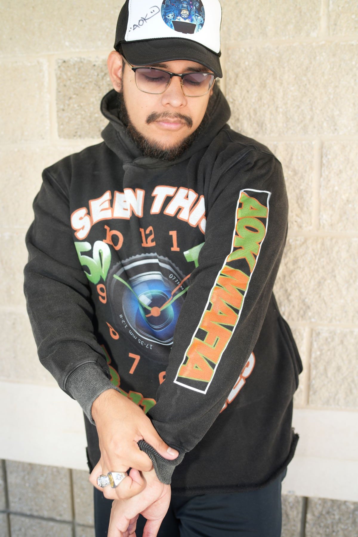 50-11 Times Clock - Vintage Acid Washed Oversized Hoodie