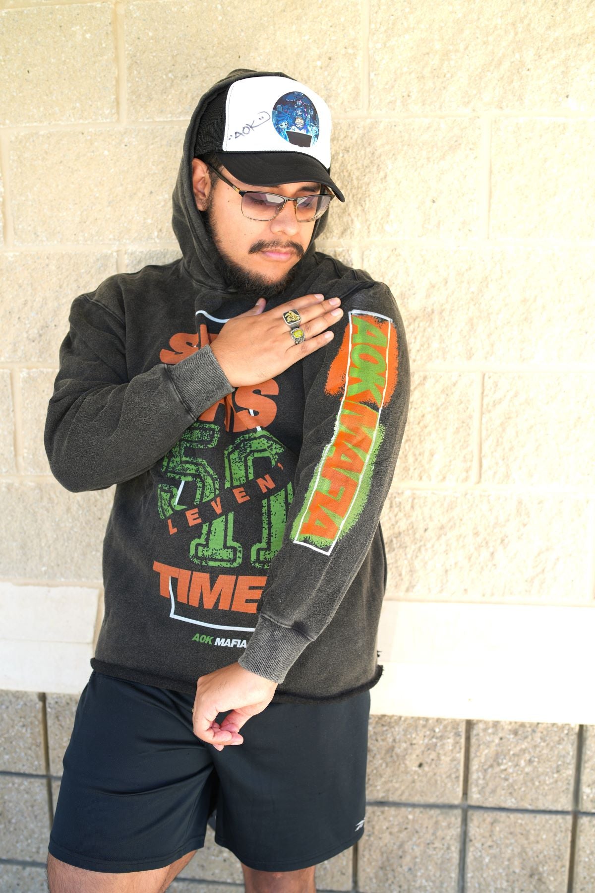 50-11 Times - Vintage Acid Washed Oversized Hoodie