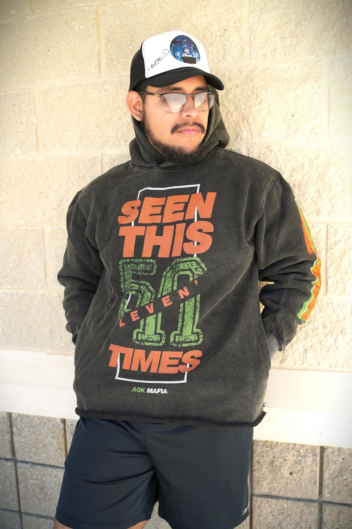 50-11 Times - Vintage Acid Washed Oversized Hoodie
