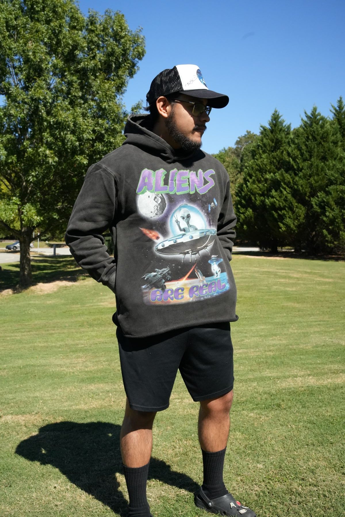 Aliens Are Real - Vintage Acid Washed Hoodie